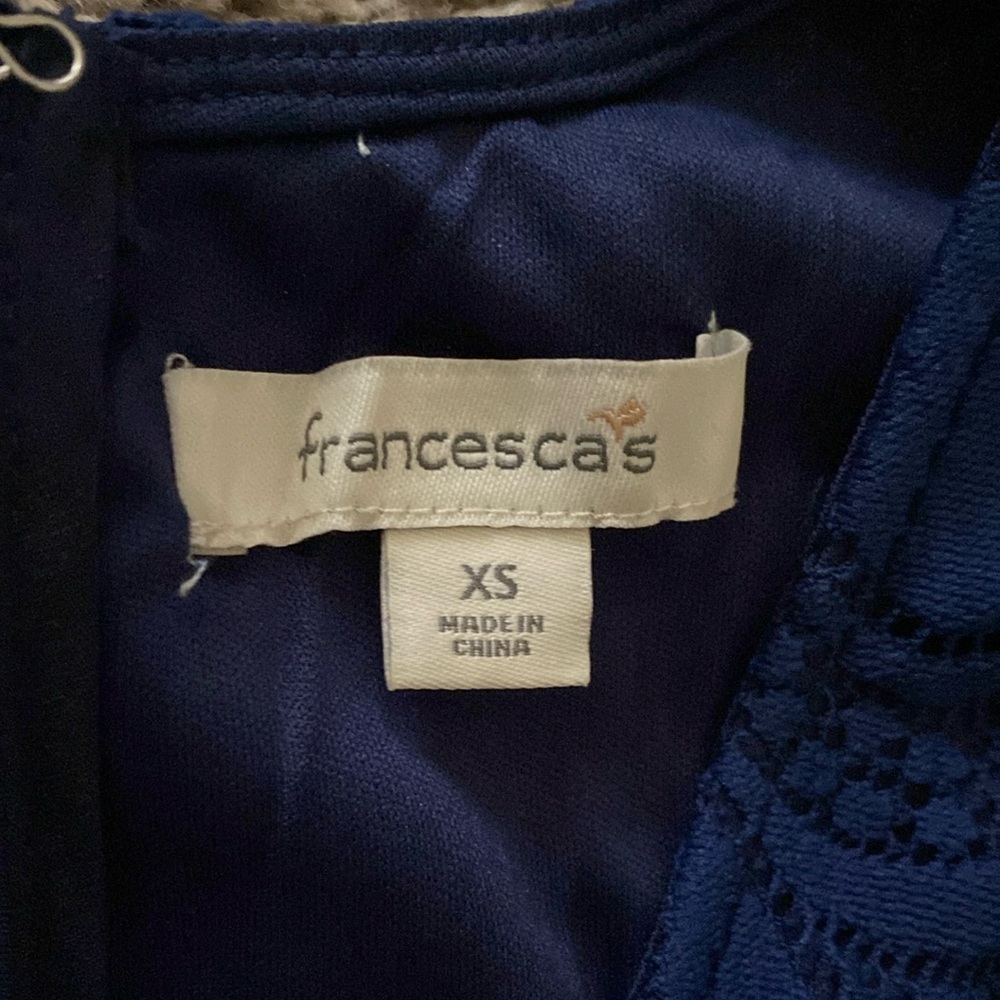 Francesca's Collections Navy Blue Ruffled Romper XS - Picture 2 of 10